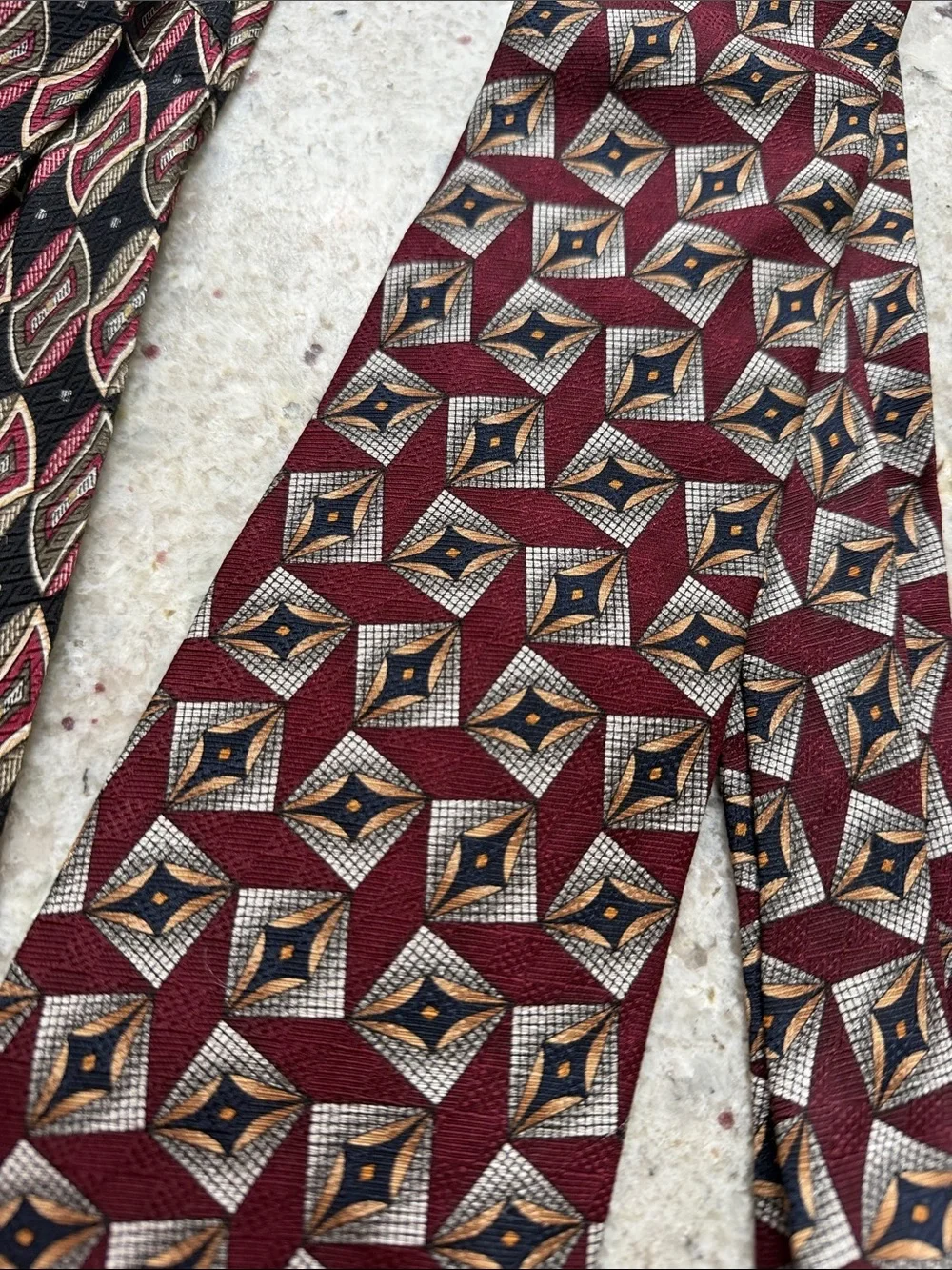 Vintage Givenchy Men’s Tie Bundle Red Geometric Print 100% Silk